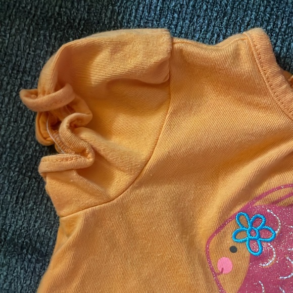 First Moments Fish Print Orange Onesie Size 3M - Picture 4 of 5